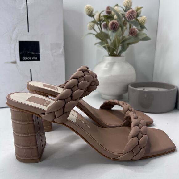 Dolce Vita Paily Croc Embossed Heel Sandal Café Stella Women 10 NWB Square Toe - Picture 3 of 11